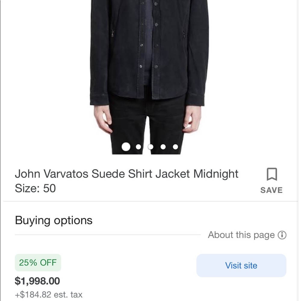 John Varvatos Suede shirt Jacket Midnight